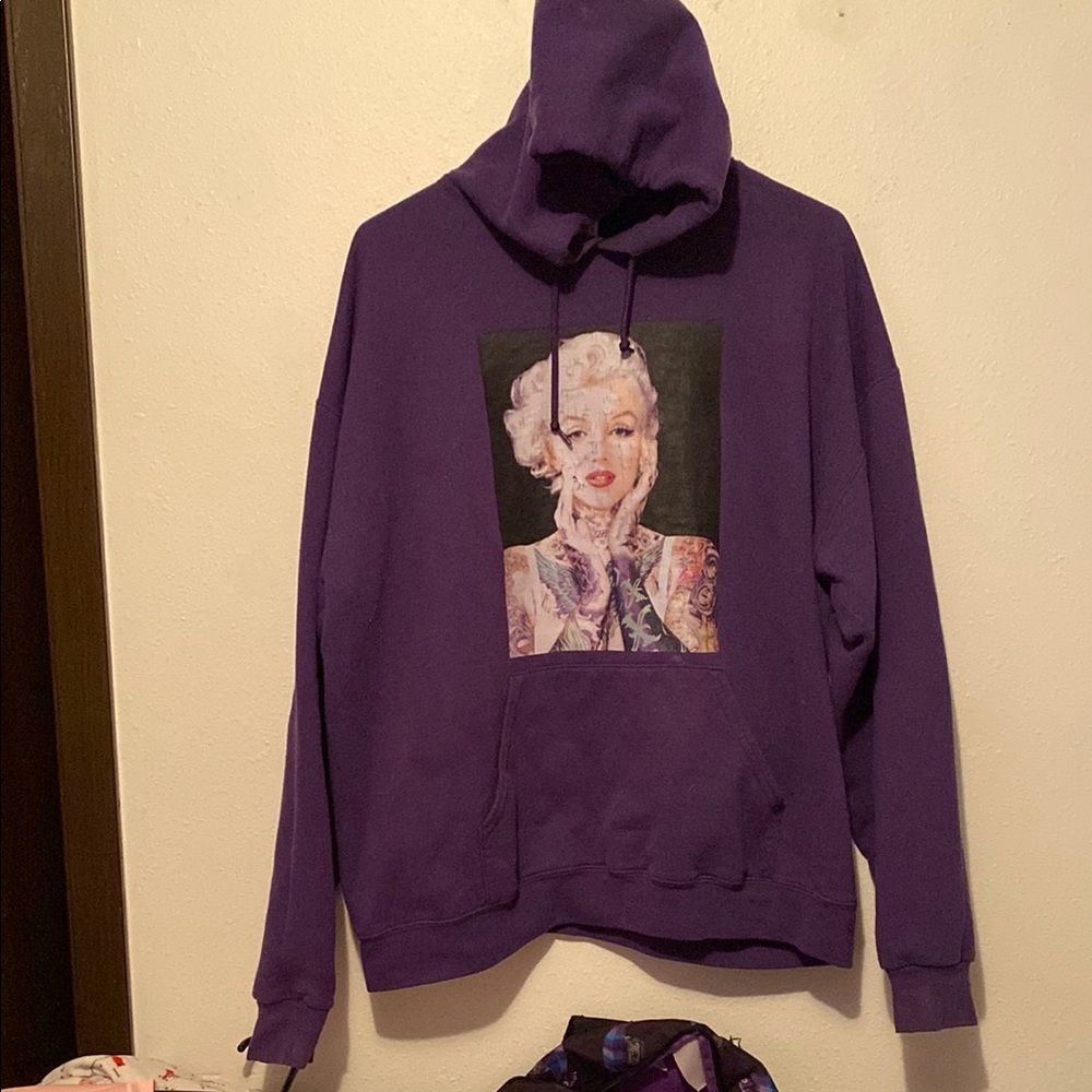 Marilyn Monroe custom extra large Oversized Purple Graphic Long Sleeve Hoodie